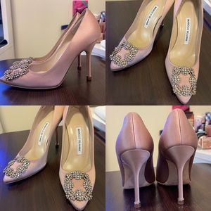 Manolo Blahnik “Hangisi” Flesh Satin
